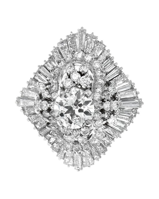 Mixed Cut Diamond Ballerina Ring in Platinum